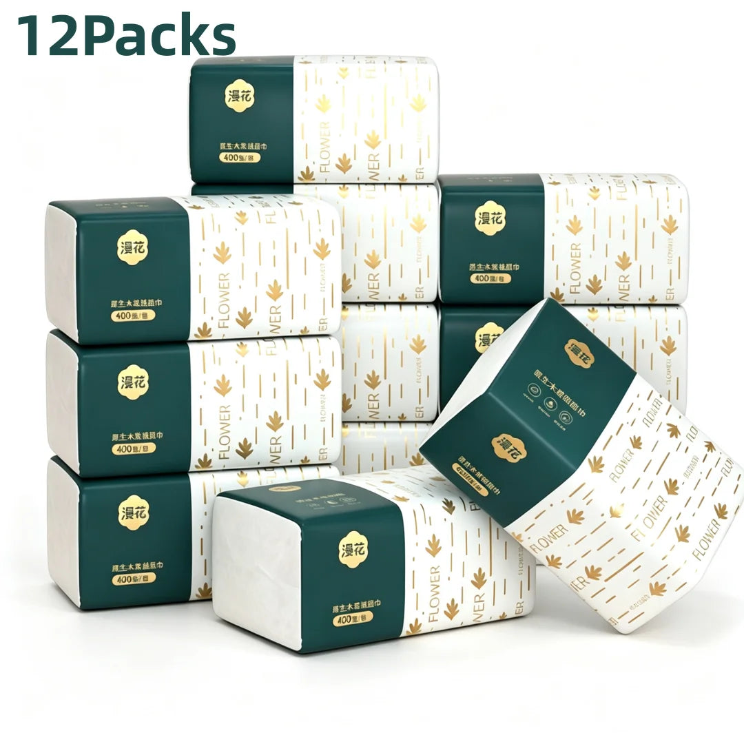 4/12/24Bulk Pack Paper Towels 4-Ply Soft Strong No Fluorescent Virgin Wooden Pulp Facial Tissue Bathroom Office Daily Napkins