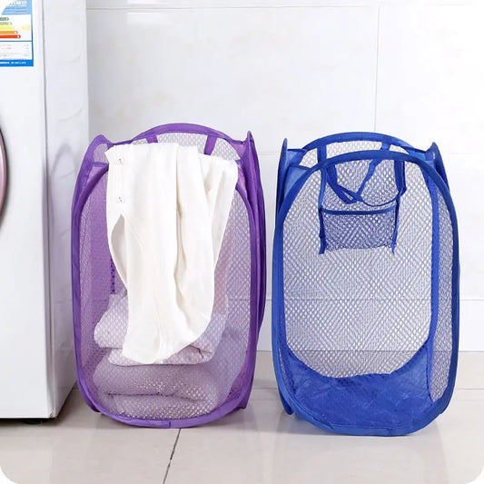 Foldable Hand-Held Laundry Basket Dirty Clothes Storage Grid Basket Household Organizer for Clothes Home Storage Toy Basket