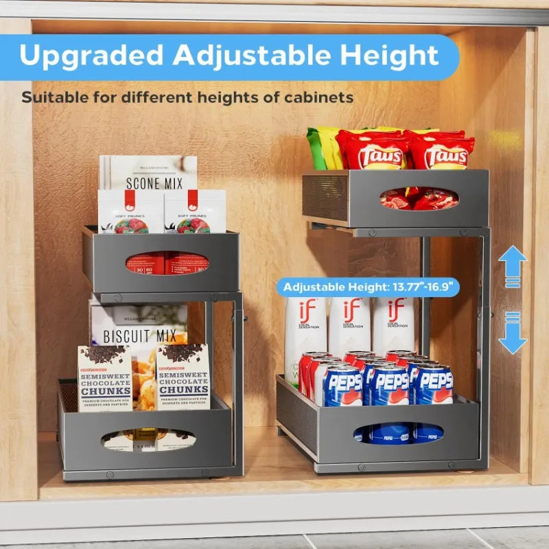 2-Tier Sliding Under Sink Organizer with Pull-Out Drawers