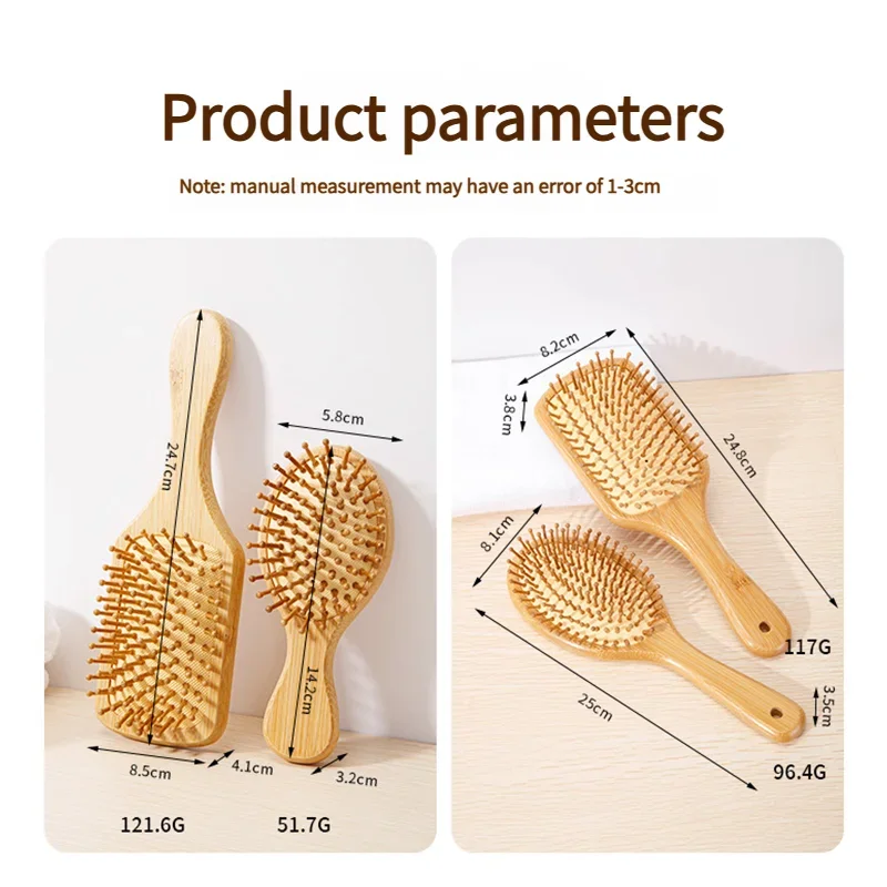 Bamboo Hair Brush Women Styling Hair Comb Hairbrush Wide Teeth Bamboo Combs for Hair Smooth Massage Scalp Brush Barber Comb