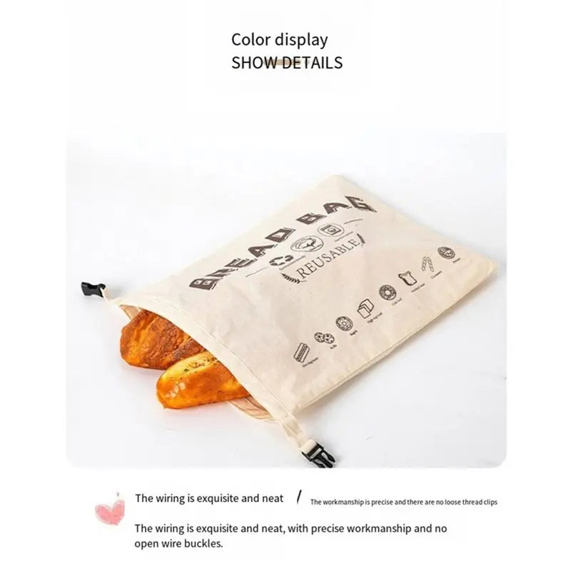 Reusable Beeswax Bread Bags(2-Pack), Reusable Food Storage Wraps In Cotton-Perfect For Sourdough Homemade Bread