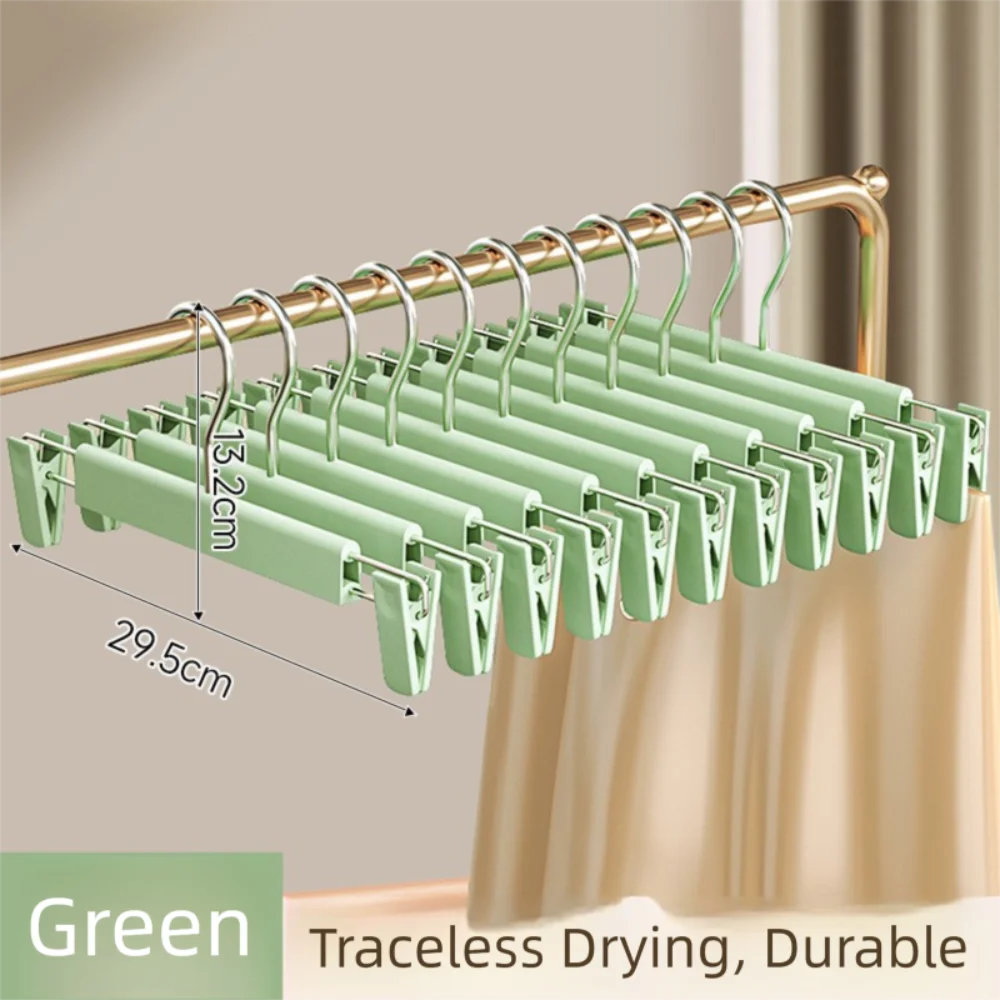 5Pcs Adjustable Pants Hangers with Clips Seamless Non-Slip Trousers Hanger Space Saving Hanging Hook Clothes Hangers for Pants
