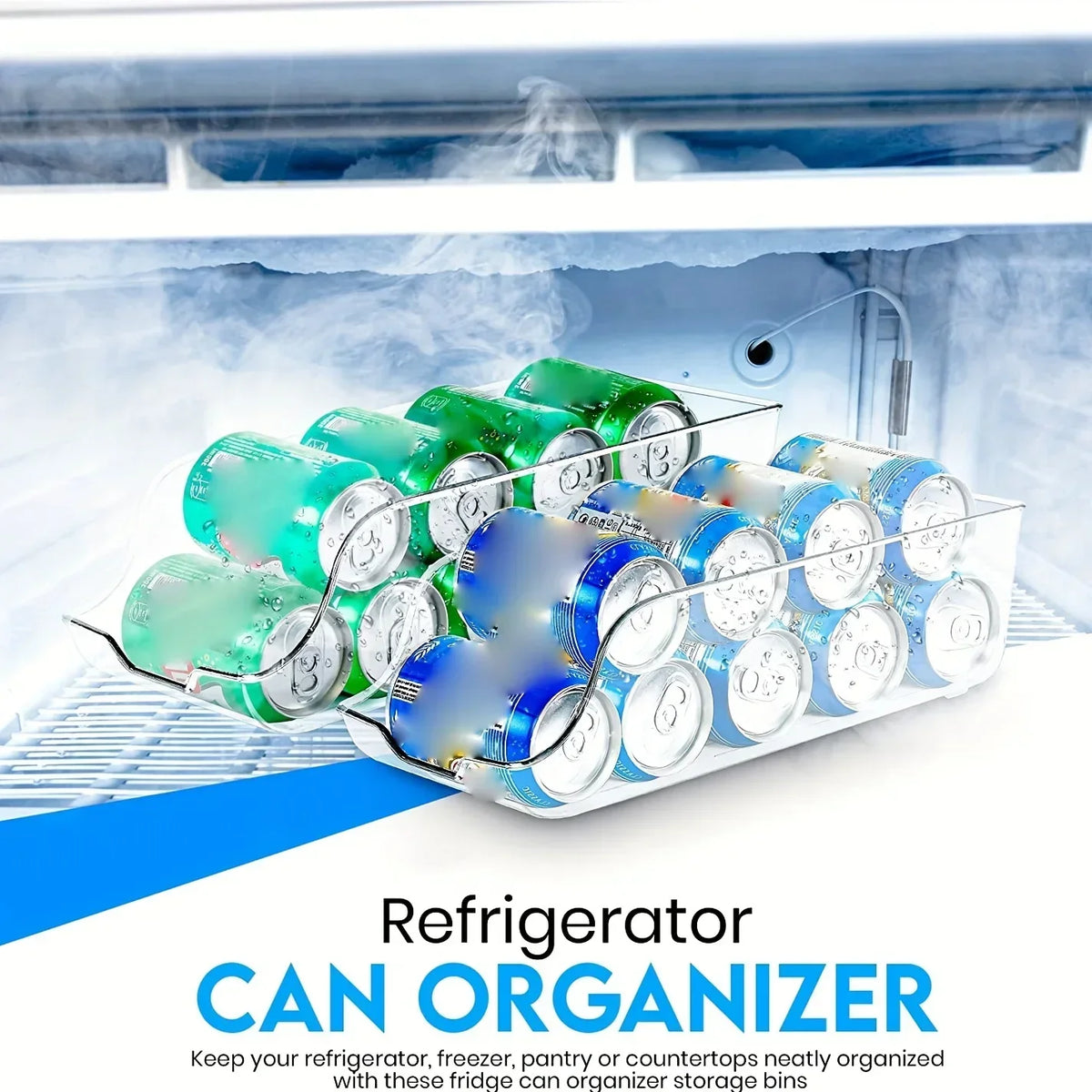 Auto-Dispensing Fridge Organizer Bins & Can Dispenser