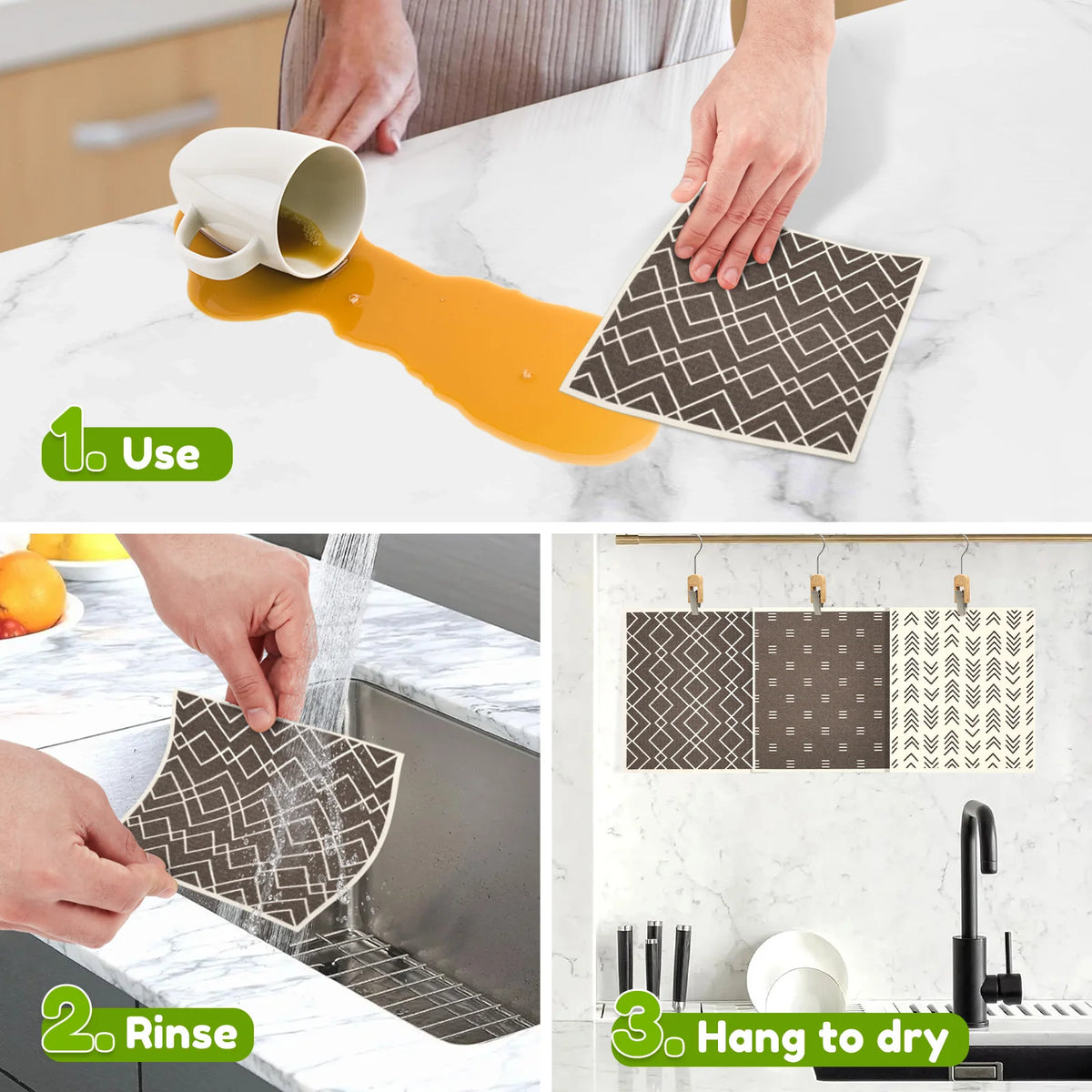 Dish Towels Kitchen Cellulose Cotton Cleaning Cloths Absorbent Swedish Rags Soft Reusable Wet Dry Household Dishcloths