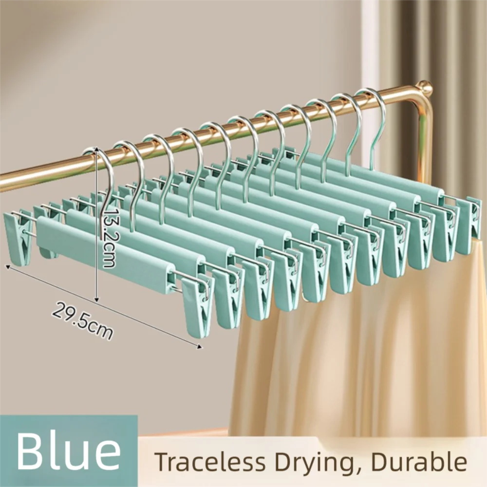5Pcs Adjustable Pants Hangers with Clips Seamless Non-Slip Trousers Hanger Space Saving Hanging Hook Clothes Hangers for Pants