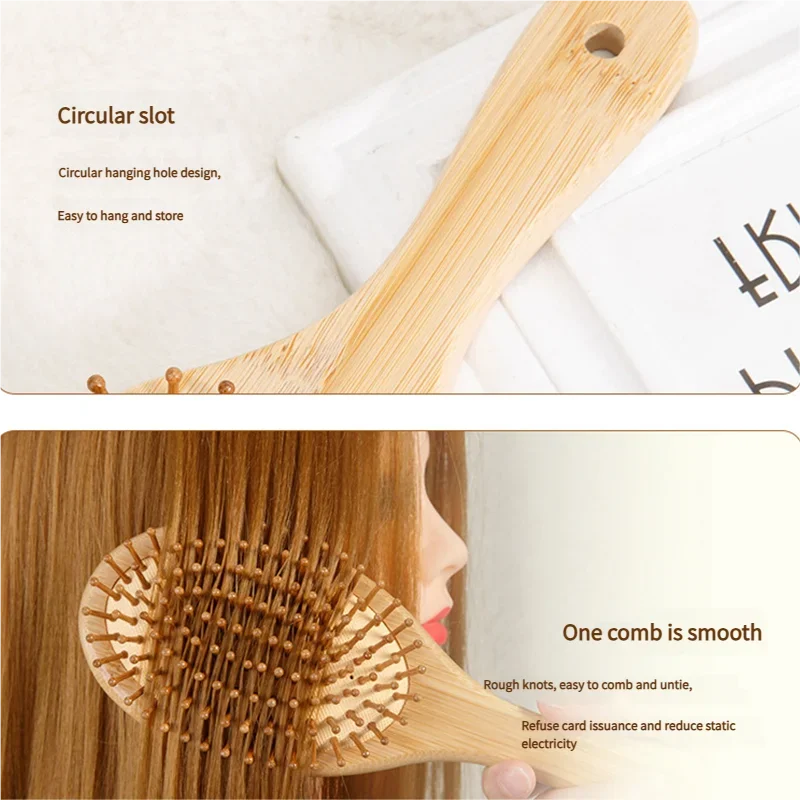 Bamboo Hair Brush Women Styling Hair Comb Hairbrush Wide Teeth Bamboo Combs for Hair Smooth Massage Scalp Brush Barber Comb