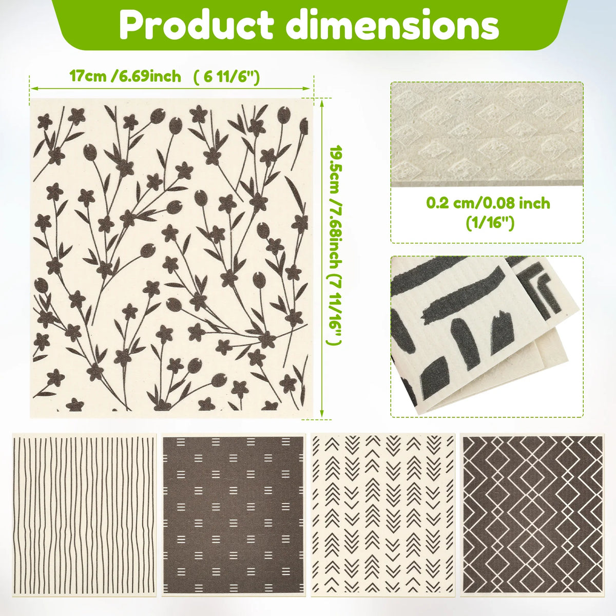Dish Towels Kitchen Cellulose Cotton Cleaning Cloths Absorbent Swedish Rags Soft Reusable Wet Dry Household Dishcloths