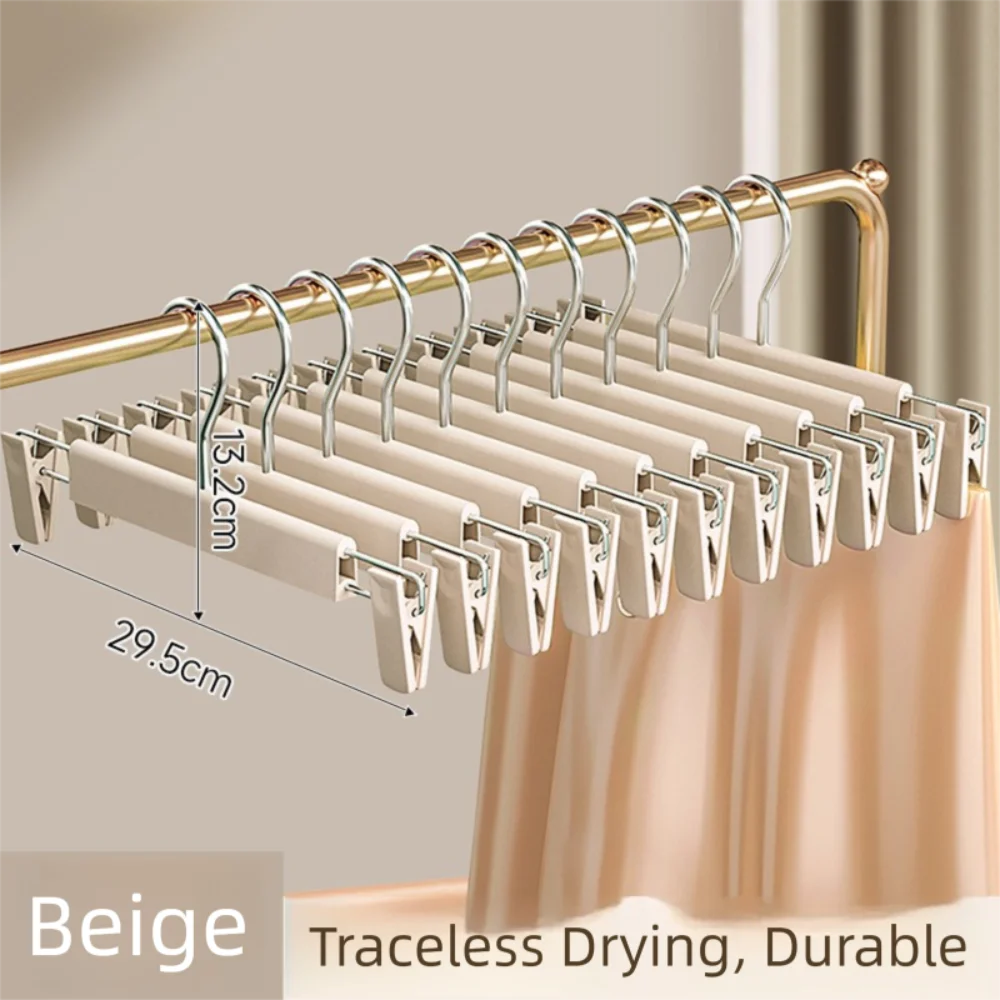 5Pcs Adjustable Pants Hangers with Clips Seamless Non-Slip Trousers Hanger Space Saving Hanging Hook Clothes Hangers for Pants