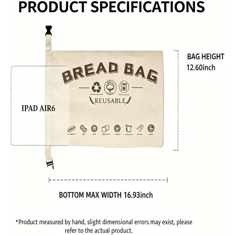 Reusable Beeswax Bread Bags(2-Pack), Reusable Food Storage Wraps In Cotton-Perfect For Sourdough Homemade Bread
