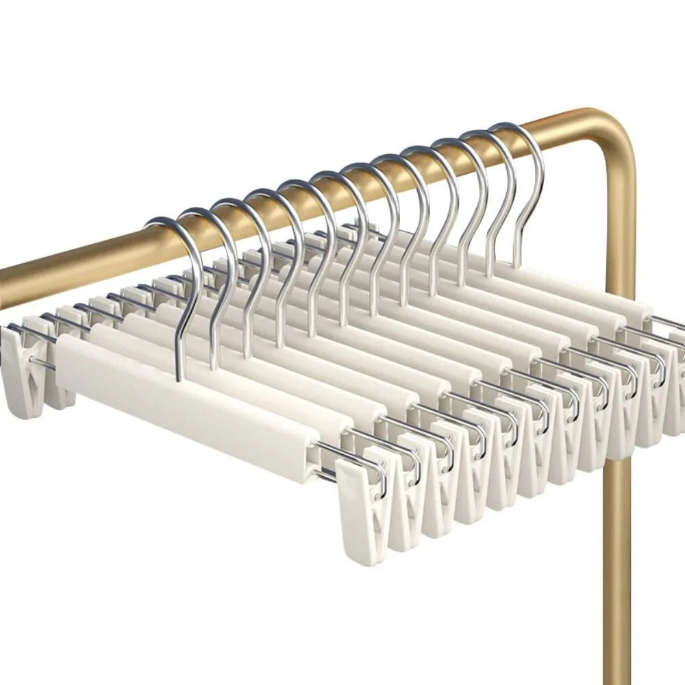5Pcs Adjustable Pants Hangers with Clips Seamless Non-Slip Trousers Hanger Space Saving Hanging Hook Clothes Hangers for Pants