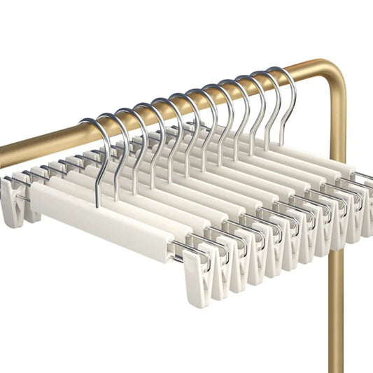 5Pcs Adjustable Pants Hangers with Clips Seamless Non-Slip Trousers Hanger Space Saving Hanging Hook Clothes Hangers for Pants