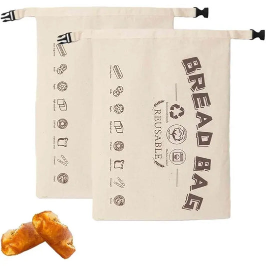 Reusable Beeswax Bread Bags(2-Pack), Reusable Food Storage Wraps In Cotton-Perfect For Sourdough Homemade Bread